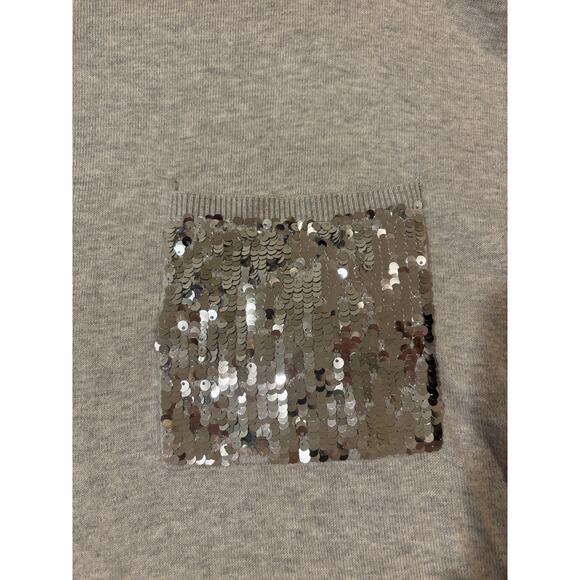 DKNY Women’s Gray Turtleneck Sweater with Sequined Pocket Size MEDIUM Holiday - Picture 4 of 8